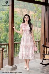 Đầm họa tiết hồng loang DL962