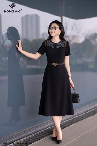 Đầm đen phối ren DL930