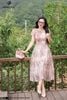 Đầm họa tiết hồng loang DL962