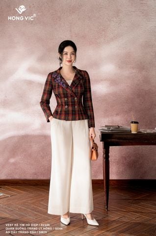 Vest kẻ tím hồ điệp AV226