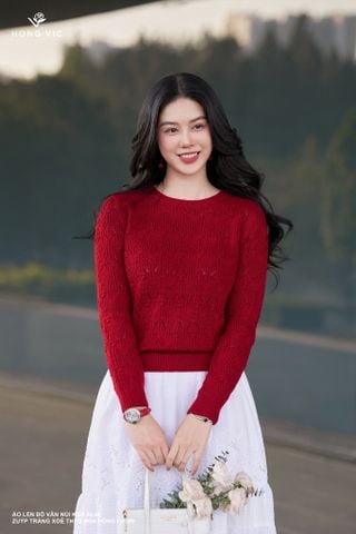 Áo len đỏ vân núi KĐH AL44