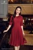 Đầm đỏ xòe rẻ quạt hoa hồng DL269