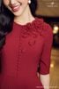 Đầm đỏ xòe rẻ quạt hoa hồng DL269
