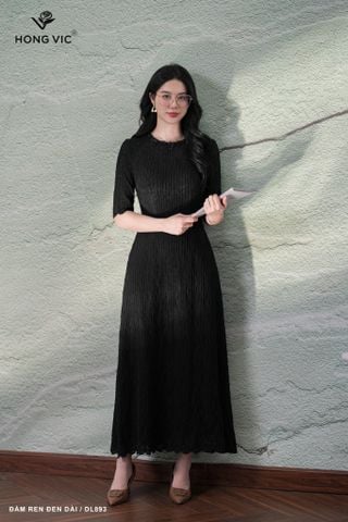 Đầm ren đen dài DL893