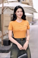 Áo cotton cam nhạt cộc tay SM892