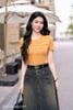 Áo cotton cam nhạt cộc tay SM892