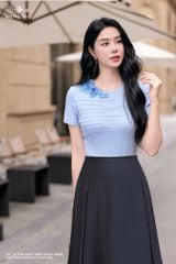 Áo cotton xanh thiên thanh SM892