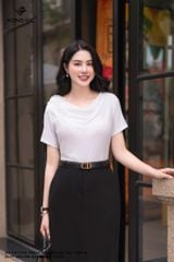 Áo cotton trắng hoa đổ cộc tay SM718