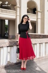 Áo cotton đen dún hông tay lỡ SM618