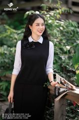 Áo gile len đen nách rơi AL35