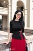 Áo cotton đen dún hông tay lỡ SM618