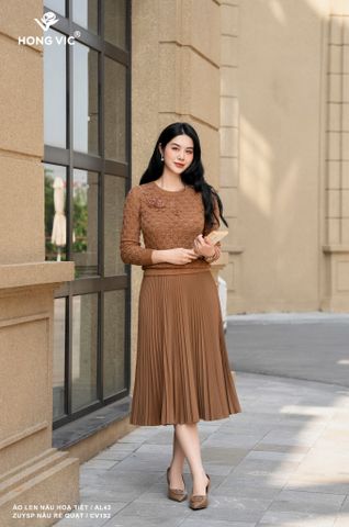 Áo len nâu hoạ tiết AL43