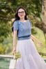Zuýp trắng xoè thêu hoa hồng CV399