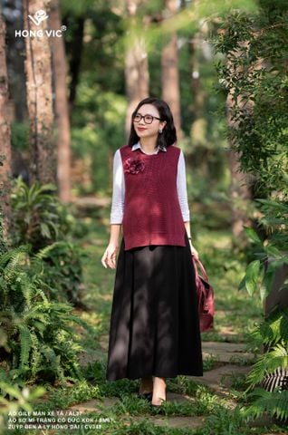 Áo gile mận xẻ tà AL37