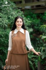 Áo gile len nâu nách rơi AL35