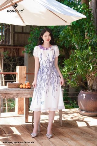 Đầm hoa lavender tím DL606