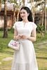 Đầm trắng mây cổ V DL558
