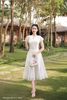 Đầm trắng mây cổ V DL558
