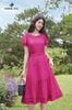 Đầm tơ hồng sen tay cộc DL506