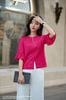 Áo thêu hồng sen tay kẹo bông SM609