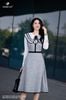 Đầm yếm ghi phối đen DL695