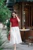 Zuýp xòe trắng thêu hoa gấu CV317
