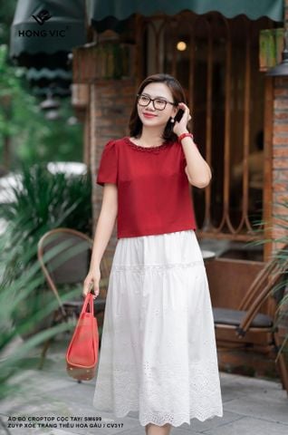 Áo đỏ croptop cộc tay SM699