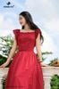 Đầm thêu hoa hồng đỏ dài DL806