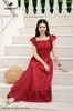 Đầm thêu hoa hồng đỏ dài DL806