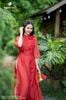 Áo dài tơ đỏ hoa mai AD36