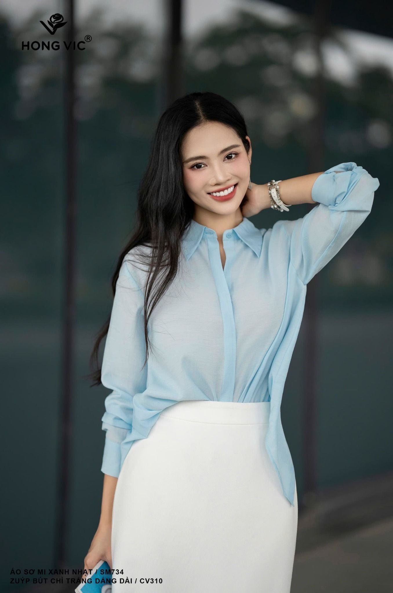 Áo sơ mi xanh nhạt SM734_basic