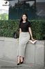 Áo cotton đen suông đính hoa đào SM513_basic