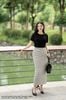 Áo cotton đen suông đính hoa đào SM513_basic