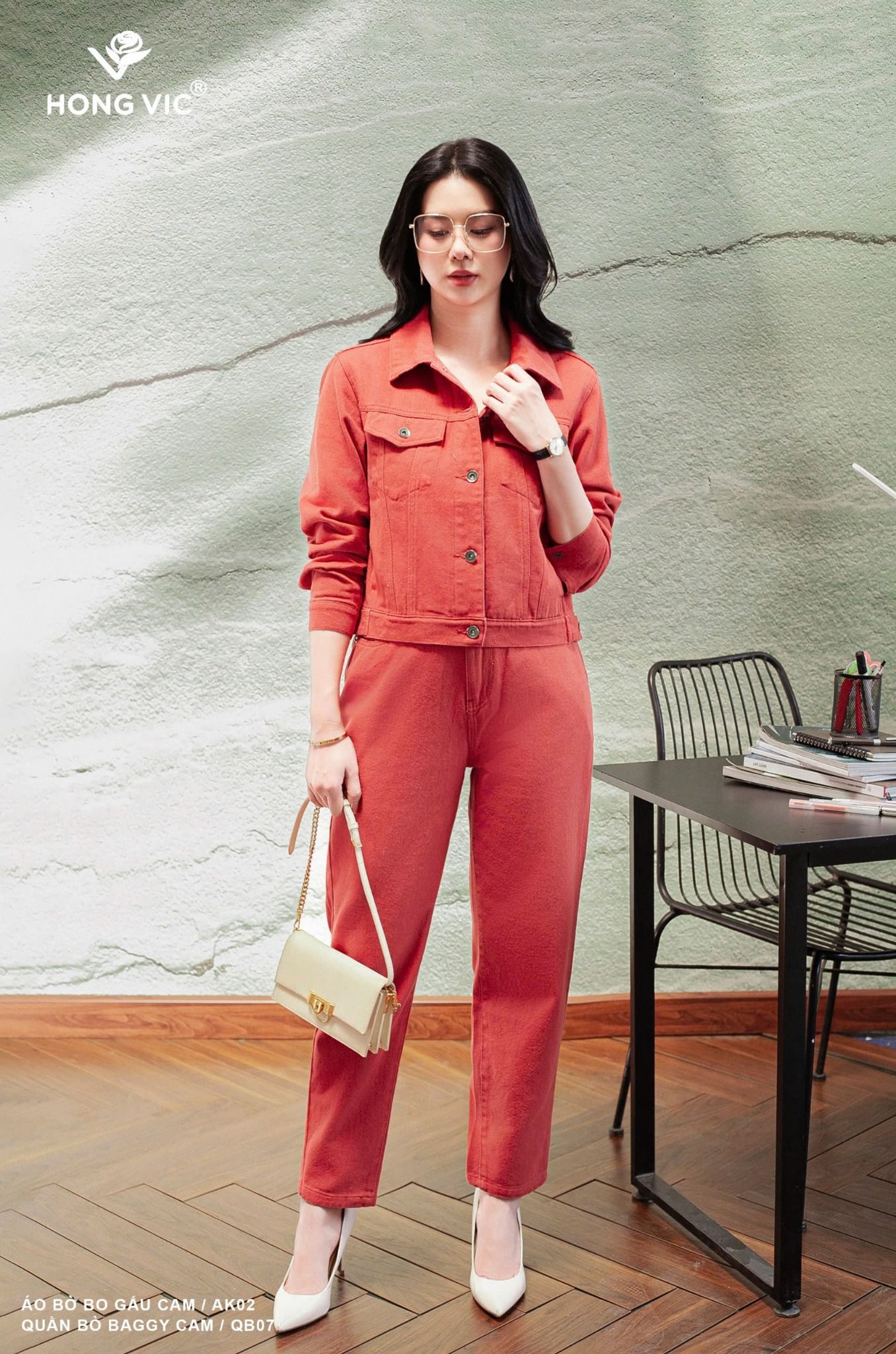 Quần bò baggy cam QB07