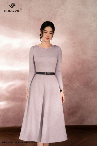 Đầm len tím ánh nhũ DL895