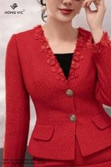 Vest dạ ngọc bích đỏ AV223