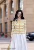 Áo cardigan len kẻ vàng trắng AL41