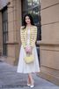 Áo cardigan len kẻ vàng trắng AL41