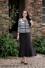 Áo cardigan len kẻ đen trắng AL41