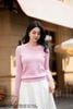 Áo len hồng cổ tròn dài tay AL42