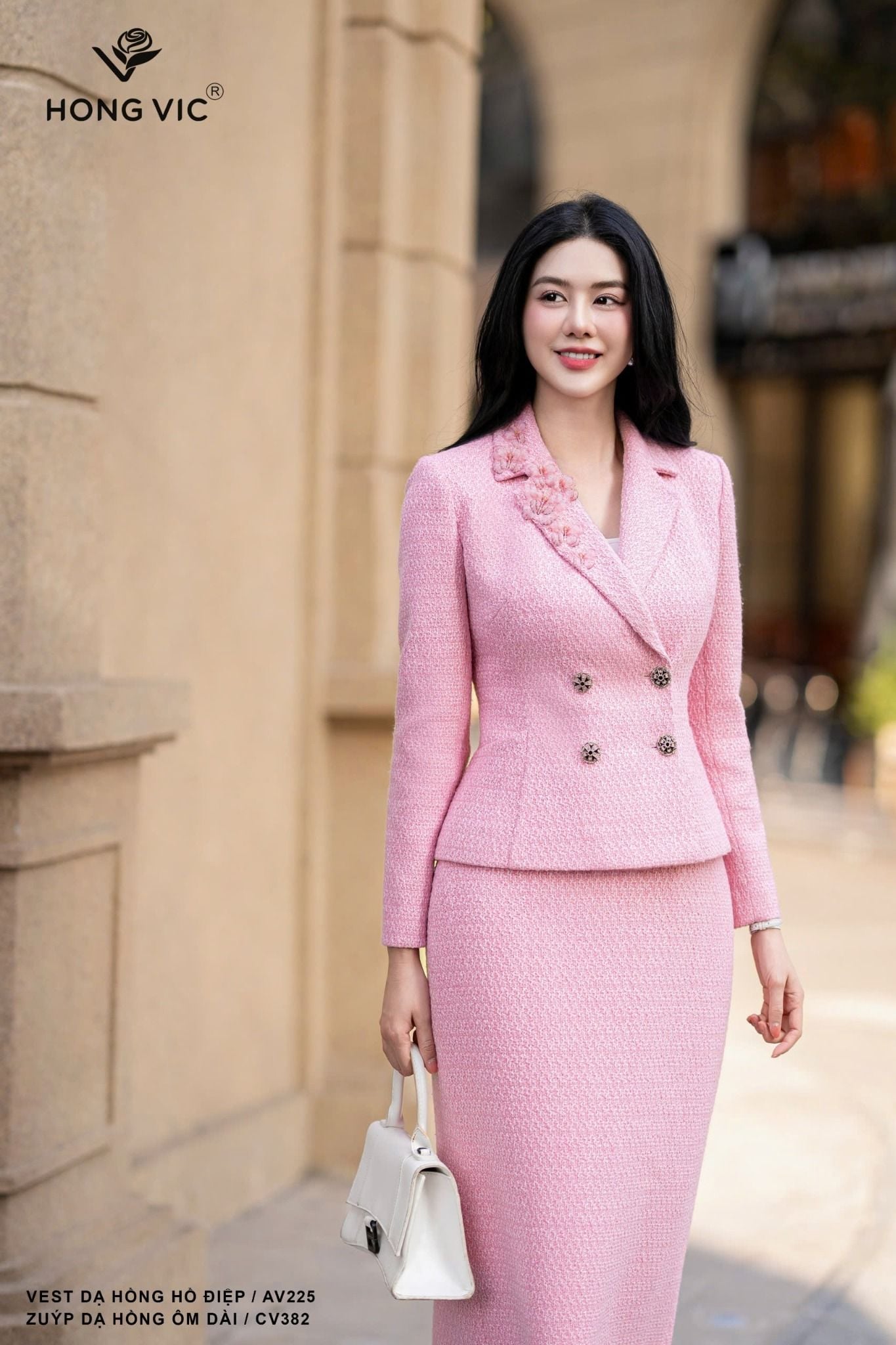 Vest dạ hồng hồ điệp AV225