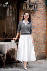 Áo len ghi cổ V AL27