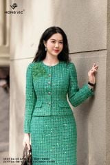 Vest dạ kẻ xanh lục bảo AV204