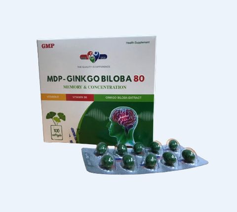 Bổ não MDP - Ginkgo BIloba 80mg  ( hộp 100 viên  nang mềm )