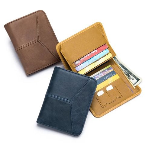 Bi-fold brush cowhide verti-wallet #PH3457