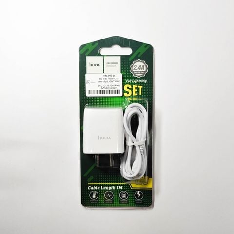 Bộ Sạc Hoco C73 Kèm Cáp Sạc Lightning