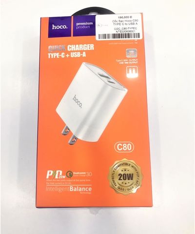 Cốc Sạc Hoco C80 TYPE C to USB A