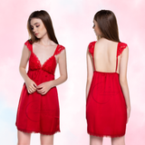  Dreamy VX02 Váy ngủ lụa cao cấp mặc nhà tay cánh tiên có 3 màu đỏ đen trắng và xanh đen 