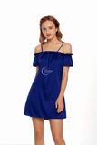  Dreamy- VS24- Váy ngủ lụa cao cấp Váy ngủ Baby Doll xòe rộng dáng suông tay áo cách điệu xinh xắn dễ thương có 3 màu xanh ngọc, cam đất, xanh coban 