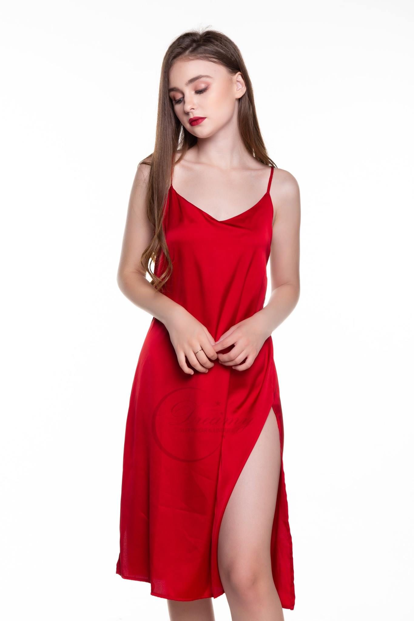 Đầm ngủ đẹp 2 dây Váy ngủ lụa đồ ngủ đẹp phòng the gợi cảm màu đỏ hồng đen   Shop 3 Miền  website mua bán sản phẩm tốt giá rẻ toàn quốc